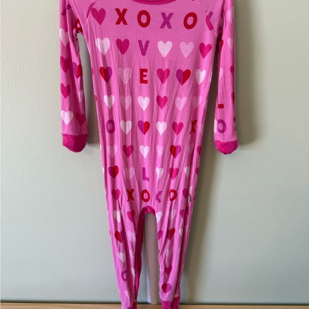 Little Sleepies Pink Love Print Kids Footie